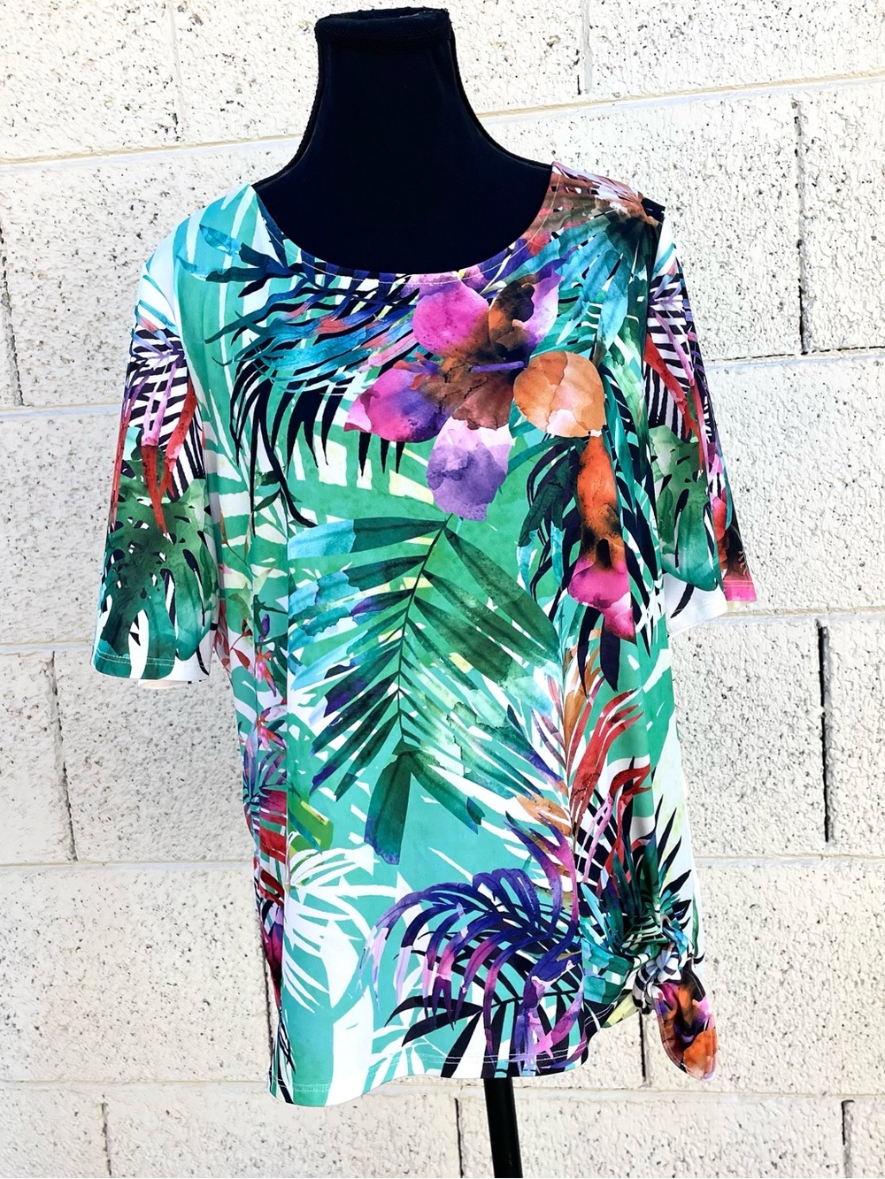 Chico's Tropical Paradise Top Side Tie-Knot Summer Beach Coconutgirl Size 2 EUC - Picture 10 of 11